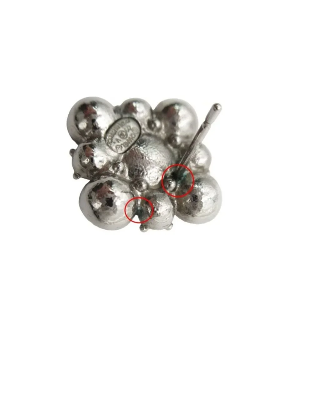 Chanel Earrings CC Logo Bijou Rhinestone Both Ears Silver